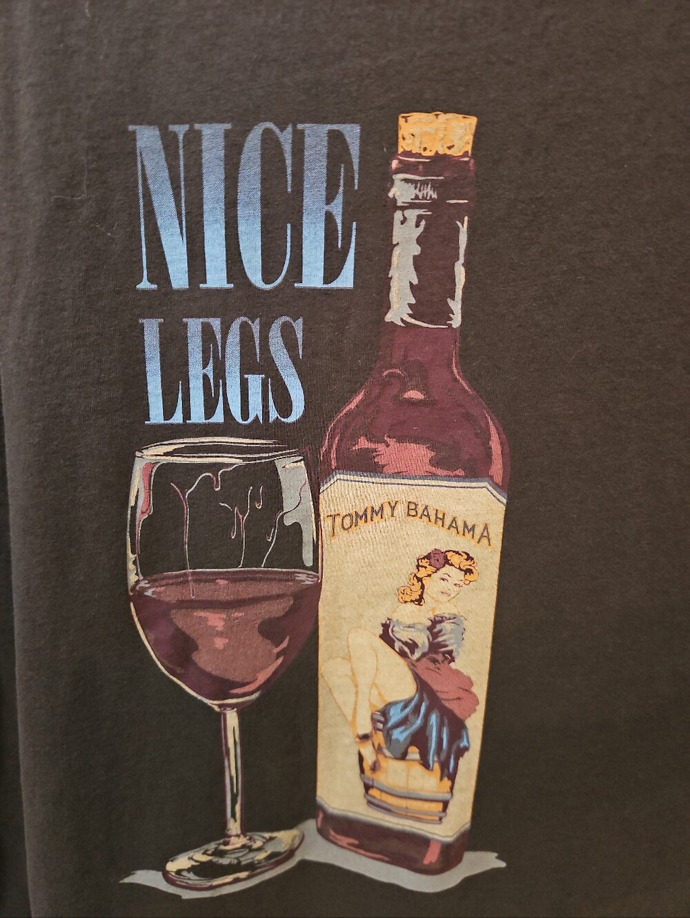Tommy Bahama Black Graphic Tee with Blue and Wine Print